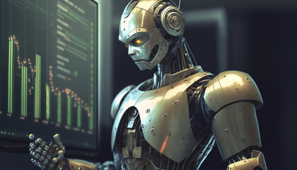 チャートを見るロボット_generative ai
