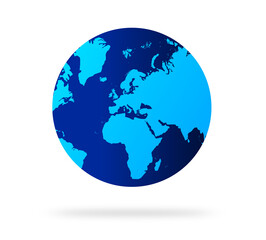 Earth globe with blue color. world globe. World map in globe shape. Earth globes Flat style.