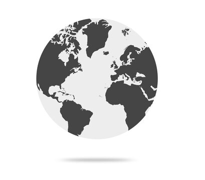 Earth globe with white and dark color illustration. world globe. World map in globe shape. Earth globes Flat style.