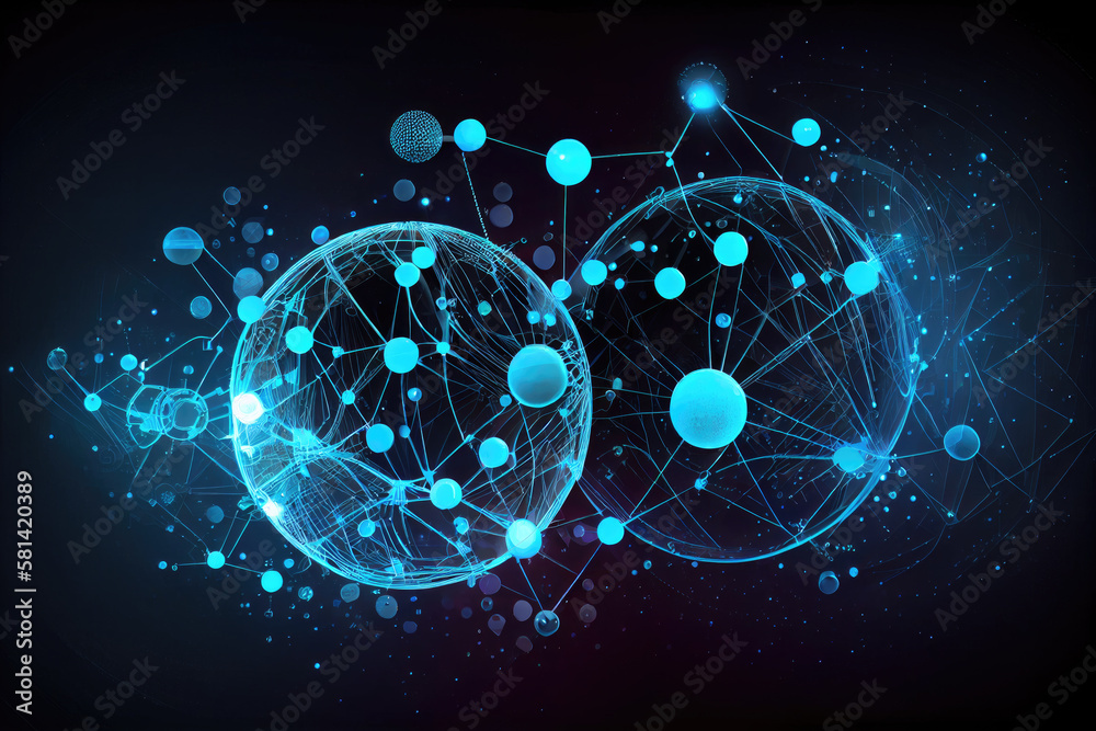 Wall mural abstract technology network connection