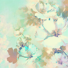 Fototapeta na wymiar Floral background graphic, high quality, pastel colors, sentimental