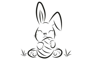 Easter bunny easter rabbit drawing illustration vector graphic hand drawn isolated 