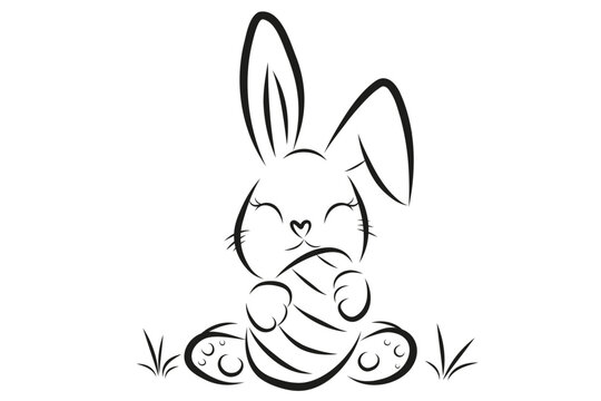 Easter bunny easter rabbit drawing illustration vector graphic hand drawn isolated 