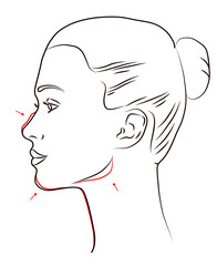 aesthetic medicine before and after of a woman's profile. Line drawing vector illustration