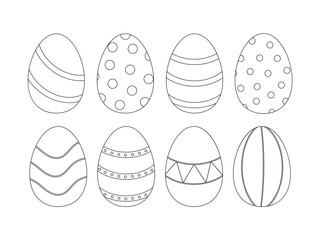 Happy Easter. Coloring page for kids. Set of eggs. 