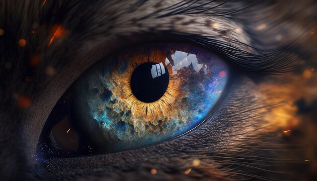 Macro close-up photography of a mystical cat eye