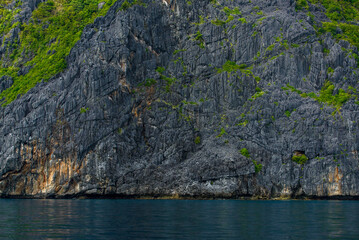 Rocky landscape with sea , mountains and trees