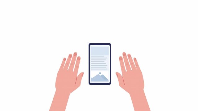 Animated creating responsive website. Cross-platform development. 2D cartoon flat character hands 4K video footage on white with alpha channel transparency. Concept animation for web design