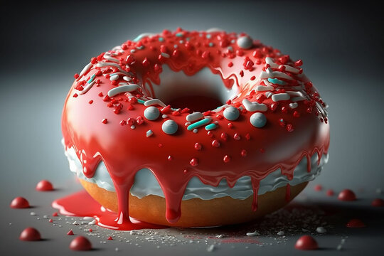 Delicious and fresh donuts, Hyper realistic, Cream donuts, Photorealism, Food Photography, Macro photography, Chocolate, Strawberry with Generative AI technology