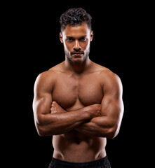 His determination got him the body he always wanted. Studio portrait of a handsome bare-chested...