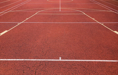 View of the baskeball field. Basketball court. 