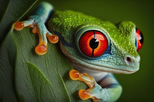 Tree frog with red eyes in Costa Rica. Generative AI