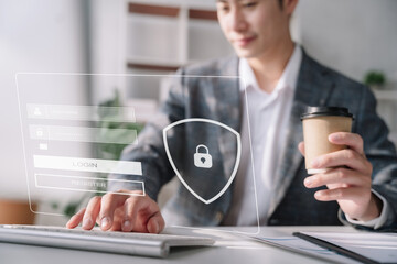 Concept of cyber security, information security and encryption, secure access to user's personal information, secure Internet access, cybersecurity.