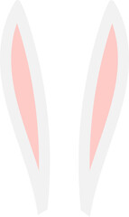 Cute Easter bunny, rabbit, hare cartoon ears illustration. Hand drawn flat style design, isolated PNG clipart. Holiday card, banner, poster, seasonal element