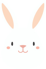 Cute Easter bunny, rabbit, hare face cartoon character illustration. Hand drawn flat style design, isolated PNG clipart. Holiday card, banner, poster, seasonal element