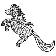 Hand drawn of horse in zentangle style