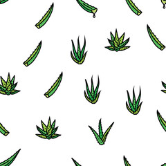 aloe vera nature green care vector seamless pattern