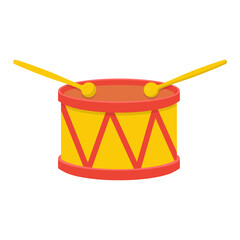 Drum with wooden drumsticks, percussion musical instrument of drummer to play rhythm