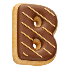 Realistic letter B chocolate donuts in 3d render
