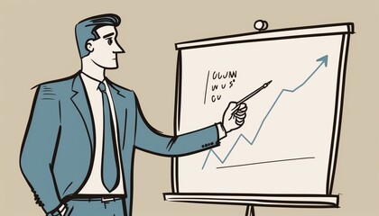 ボードのグラフを挿してるスーツを着た男性の画像 Generative AI