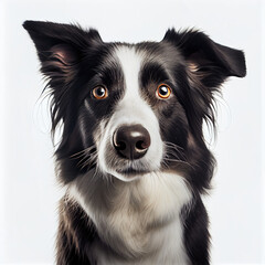 Fototapeta premium Adult Border Collie dog portrait isolated on a white background. Generative AI. 