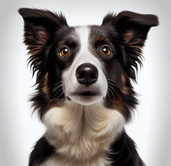 Fototapeta premium Adult Border Collie dog portrait isolated on a white background. Generative AI. 