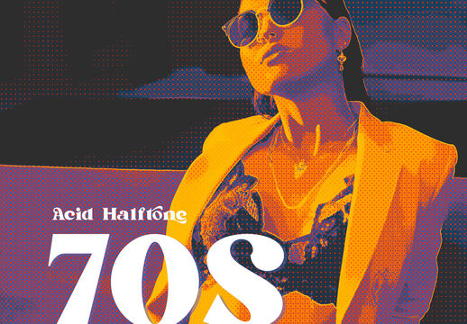 70s Acid Halftone Photo Effect Mockup