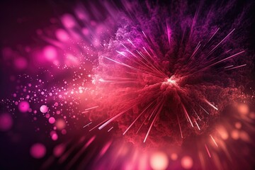 Pink fireworks on a background of bokeh abstraction. Generative AI