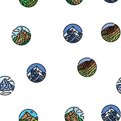 mountain landscape hill nature vector seamless pattern