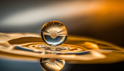 A close up of a crystal clear shinning droplet of water, representing purity and clarity