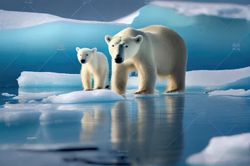Foto op Canvas Polar bears forage on the ice. © imlane