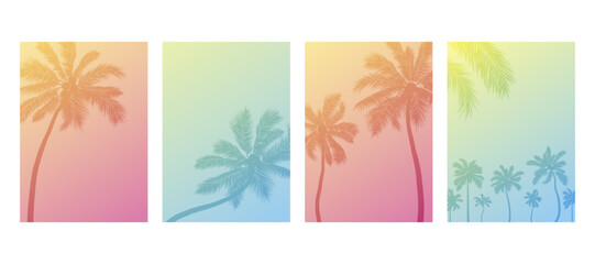 Tropical summer banner concept design of coconut tree vector illustration - obrazy, fototapety, plakaty