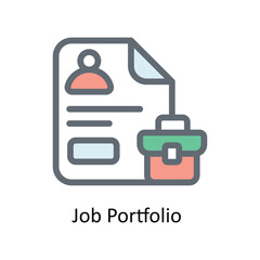 Job Portfolio   Vector Fill Outline Icons. Simple stock illustration stock