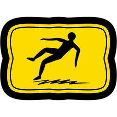 Fototapeta na wymiar sticker slippery surface warning safety protection sign symbol 