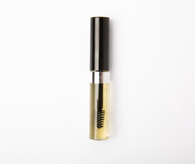 Obraz premium Essential oils of eyelash growth serum essence isolated on white background. Gel-serum for eyelashes. Beauty concept.
