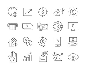Finance Icons - Vector Line. Editable Stroke.