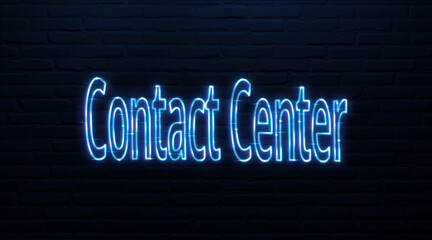  Contact center text blue neon sign