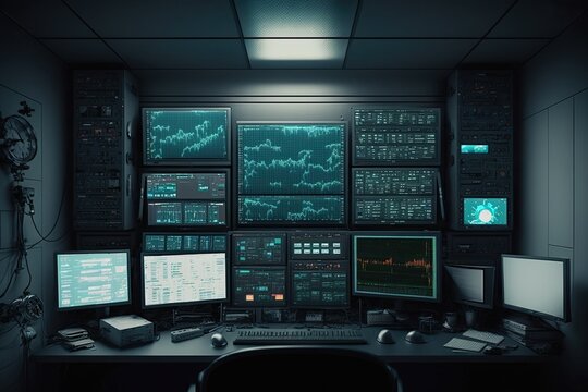 In the data center room, a monitor for the monitoring system. Generative AI