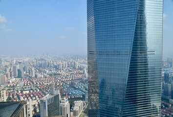 Fototapeta na wymiar Aerial view of Shanghai from The Jin Mao Tower. Shanghai, China. 