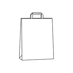 Paper bag paper bag with handles. Packaging template mock up. Delivery service concept. Copy space. Linear, vector, realistic, outline illustration.
