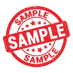 SAMPLE text written on red stamp sign.