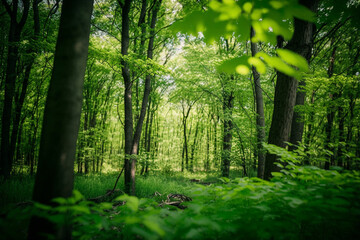 a beautiful forest with tall trees and lush vegetation, representing the beauty of nature