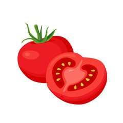 red tomatoes on a white background.