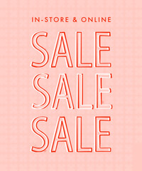 Poster informing about sales in a store and online