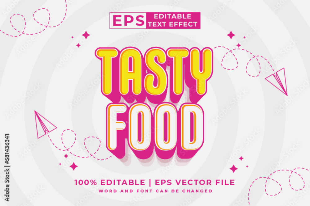 Wall mural Editable text effect Tasty Food 3d cartoon template style premium vector