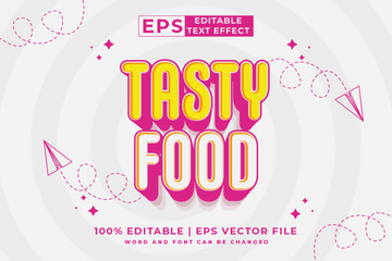 Editable text effect Tasty Food 3d cartoon template style premium vector