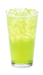 Kiwi Lemonade-glass-ice-white-background