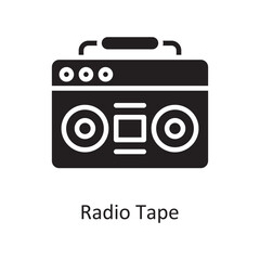 Radio Tape Vector Solid icon Design illustration. Music Symbol on White background EPS 10 File