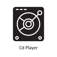 CD Player Vector Solid icon Design illustration. Music Symbol on White background EPS 10 File