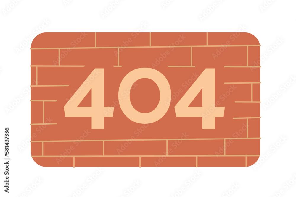 Poster brick wall 404 page not found illustration. internet connection fail. brickwork texture flat vector 